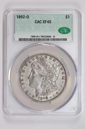1892-O MORGAN DOLLAR CACG XF45