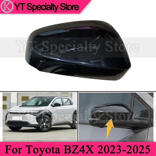 Black Right Side Rearview Door Side Mirror Cover Cap For Toyota BZ4X 2023-2025