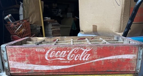 Vintage Wooden Coke Crate Red & White 24 Bottle "Enjoy Coca Cola" Wood Case