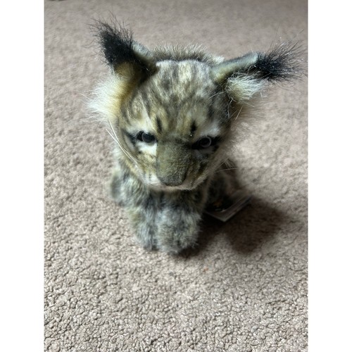 Hansa Lynx Cub Plush Realistic Bobcat Learning Toy Gray White Snow Fur NWT NEW