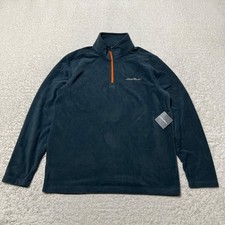 Eddie Bauer Sweatshirt Men Medium Grey Fast Fleece Quarter Zip Pullover Hiking