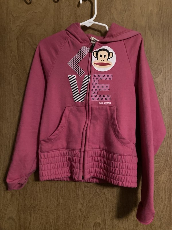 Vintage Paul Frank pink full-zip fleece hoodie Size small