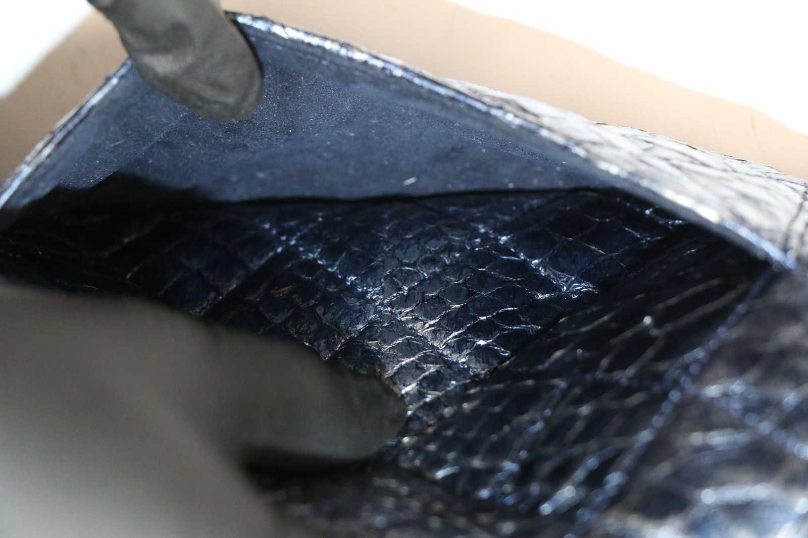 Chanel Blue/Silver Quilted Python Reissue 2.55 Cl… - image 14