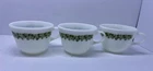 VTG Pyrex Spring Blossom Crazy Daisy Coffee Tea Cup White Green Flowers Set of 3