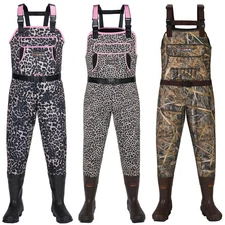 HISEA Women Neoprene Chest Wader Leopard Waterproof Hunting Fishing Wader w/Boot