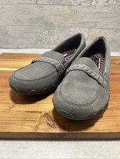 Skechers Gray Suede Slip-On Shoes "Bikers Of Melbourne" Sz 8 Relaxed Fit - NEW