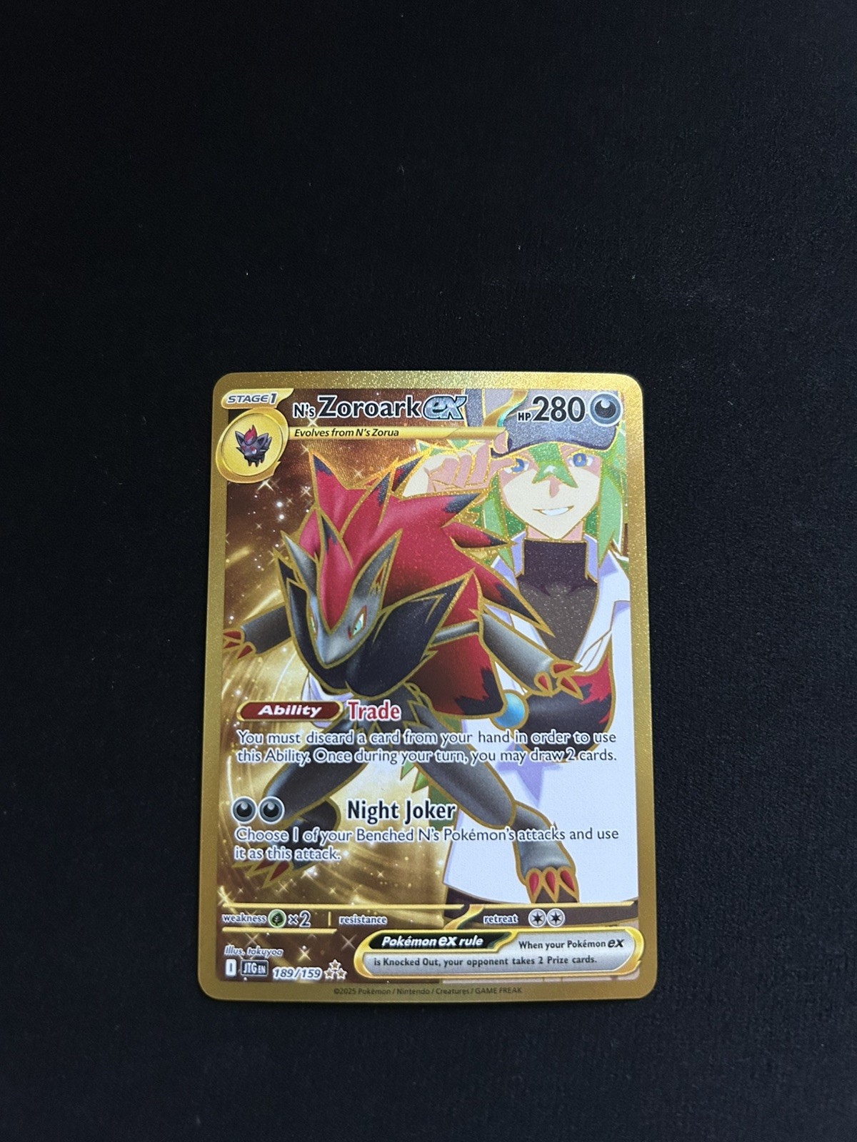Pokemon N's Zoroark ex 189/159 Hyper Rare Journey Together Pokemon Holo NM