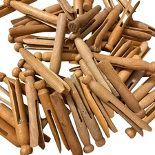 Lot Of 50 ClothesPins Wooden Laundry Crafts Hobby Outdoor USA Vintage Rustic