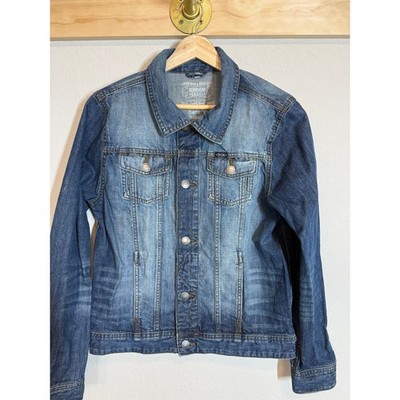 Women's Here + There Denim Blue Jean Faded Look Jacket Size Medium