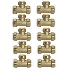 10 Pack XFITTING 1" PVC x 1" PVC x 1" Push Fit Tee, Push To Connect Tee
