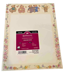 Vintage Hallmark Design Printer Paper Floral Teddy Bears Acid Free 30 Sheets