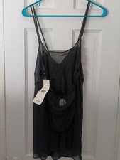 NWT Secret Treasures Vintage 2pc Sz L Black Slip Nightgown Nightie C3