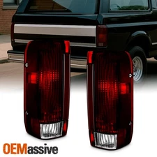 Fit 1987-1997 Ford Bronco F150 F250 Pickup Dark Red Tail Lights Replacement