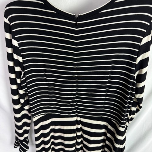 Ann Taylor LOFT Knit Dress Size 10P 10 Petite Black/White Striped Long Sleeves - Picture 4 of 8