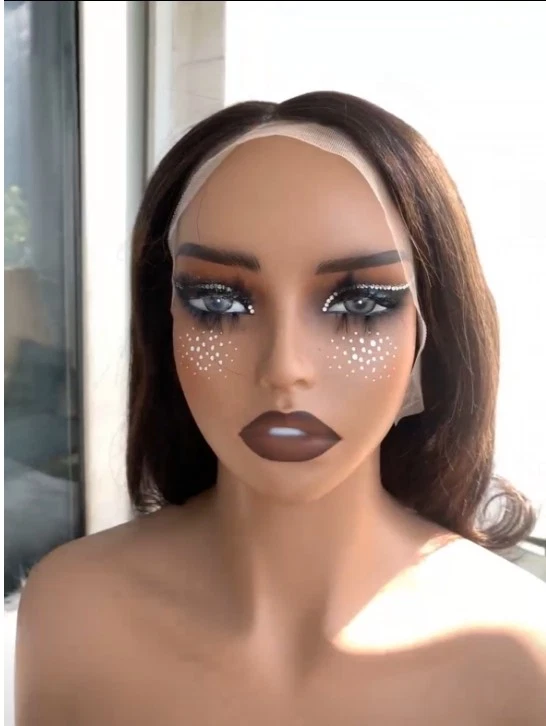 Perucas femininas de cabelo humano marrom escuro destaque 13x4 frente de renda - Imagem 3 de 4