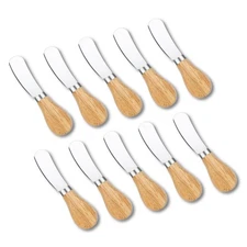 10 Pcs Cheese Spreader Knives, Mini Butter Spreader with Wooden Handle, Stain...