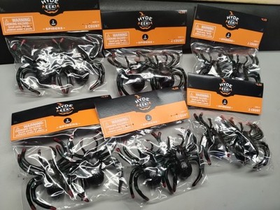 Hyde &Seek Halloween Spiders  6 Packs 2 In Each Pack Big Spiders Thick Plastic