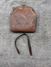 Antique 1910-1920 s Art Nouveau Embossed Hand Tooled Leather Purse