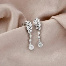 Women's Drop Earrings 2.70Ct Pear Cut Simulated Diamond In 14k White Gold Plated