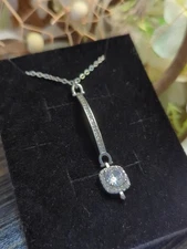 Stainless Steel 925 Plated Austrian Crystal Necklace With Elongated Door Knocker