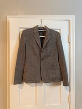 Ralph Lauren 100 Silk Blazer - Size 6 - Brown/Cream Herringbone, Viscose Lining