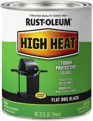 7778502 High Heat Brush Protective Enamel Paint Quart Flat BBQ Black