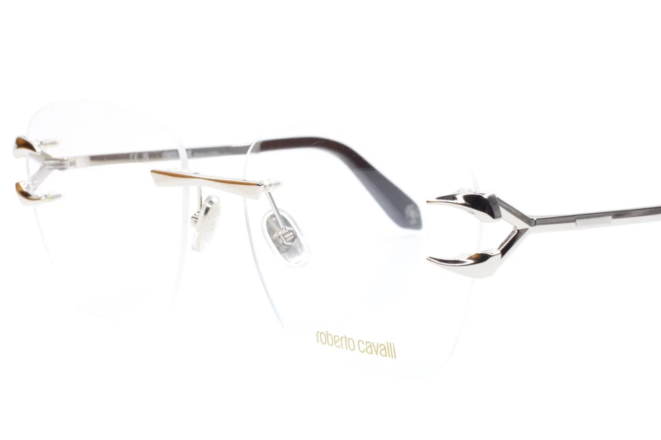 Gafas de lujo Roberto Cavalli VRC022 0579 plateadas sin montura Italia 58-17-140 mm Foto 2 de 4