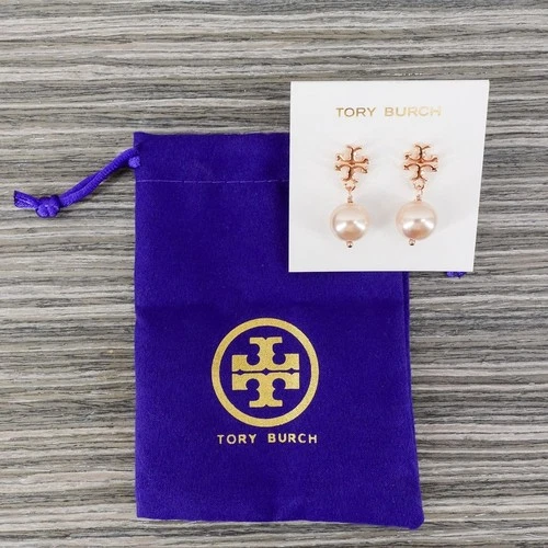 Tory Burch Faux Pearl Logo Ohrhänger Rosegold OS - Bild 6 von 12