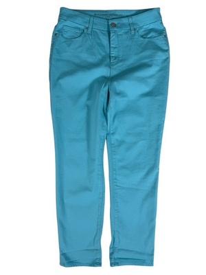 #ad Chico#x27;s Aqua Blue High Rise So Slimming Girlfriend Crop Denim Jeans Women#x27;s 8 $20.00