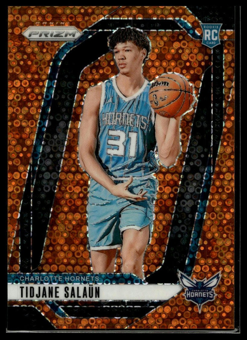 2024-25 Panini Prizm #262 Tidjane Salaun Prizms Fast Break Orange #/125 RC