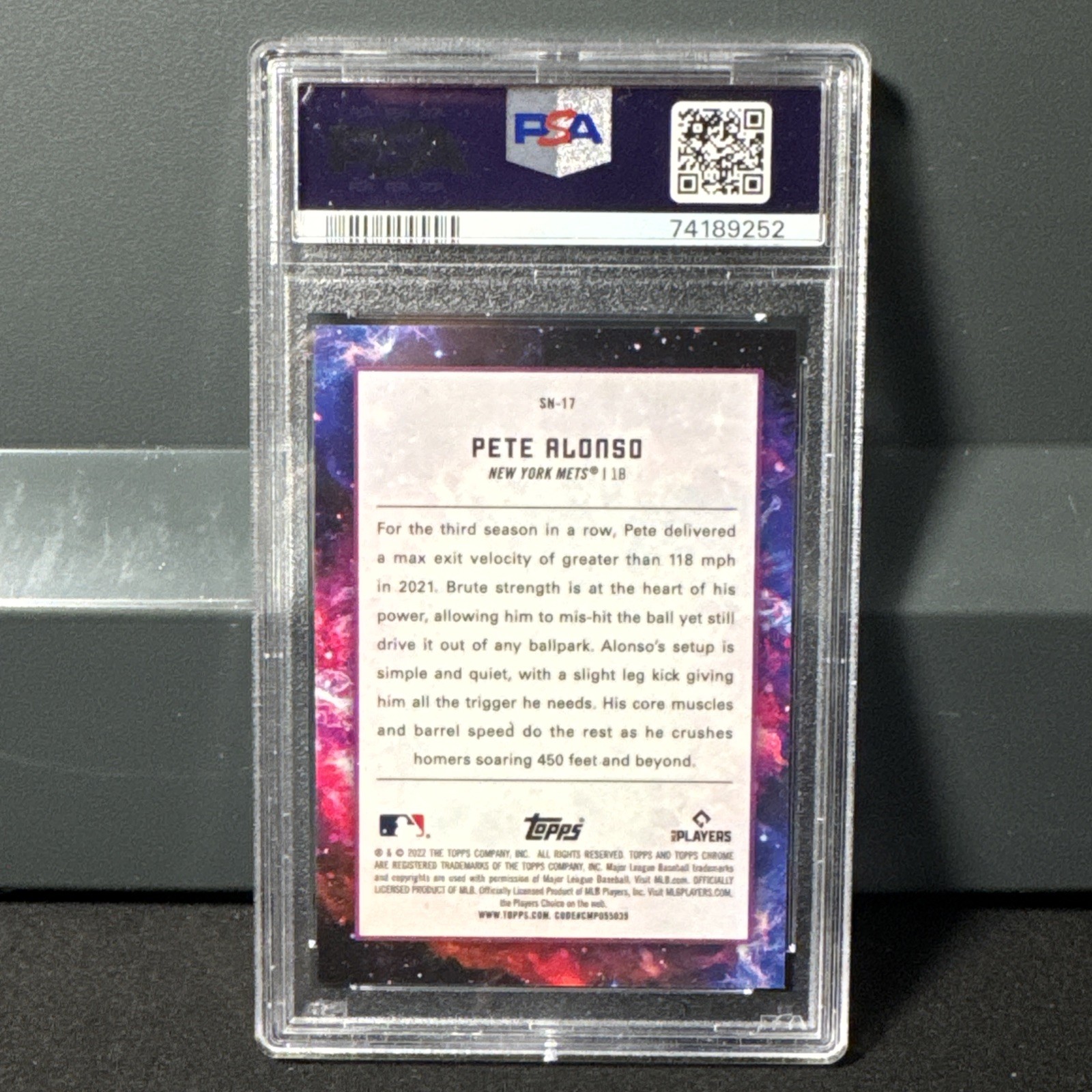 Topps 2022 Cosmic Chrome Supernova Pete Alonso #SN-17 Mets PSA GEM MINT 10 view 2