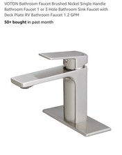 Brushed Nickel Sink Faucet Basin Mixer Tap w/ Supply Hose and Sink Drain