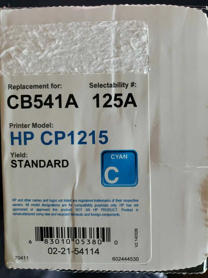 Cartucho de tóner cian MSE (alternativa para HP CB543A 125A) (1400 rendimiento) Foto 2 de 2