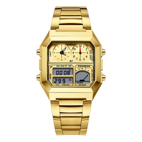 LIGE FOXBOX Hombres Relojes Rectángulo Digital Reloj Deportivo Acero Termo Reloj Pulsera - Imagen 19 de 25