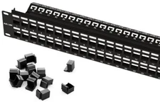 Blank 48-Port Keystone Patch Panel 2U 19'' Rackmount/Wallmount with Metal Hou...