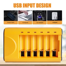 Smart Battery Charger 6-Slot for AA AAA Ni-MH Ni-CD 1.2V Rechargeable Batteries
