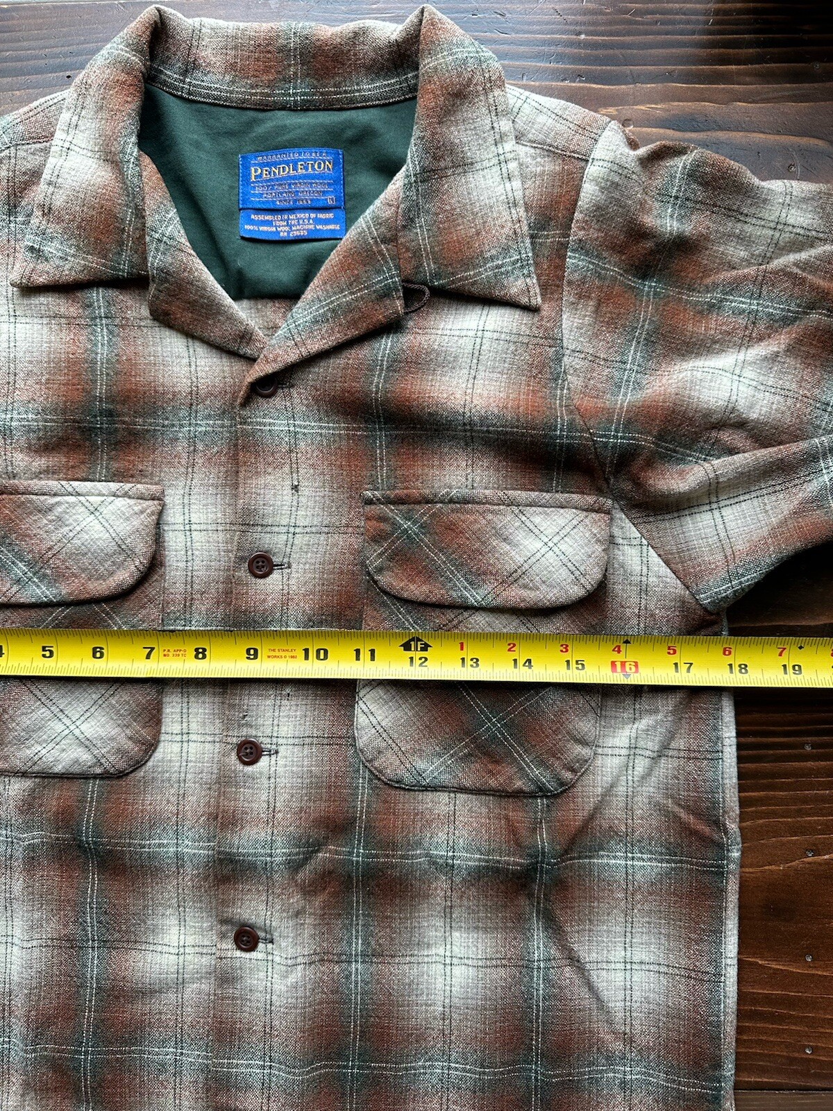 VTG Pendleton board Shirt Jacket loop collar Plai… - image 17