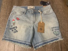 Abercrombie Kids Girls Mermaid Ice Cream 11/12 Midi Shorts Light Blue Jean