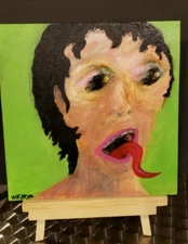 KISSES.. Raw Folk Art Painting Outsider WEBB Original 12x12