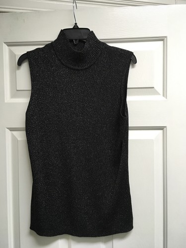 Dana Buchman Black Silver Metallic Mock 