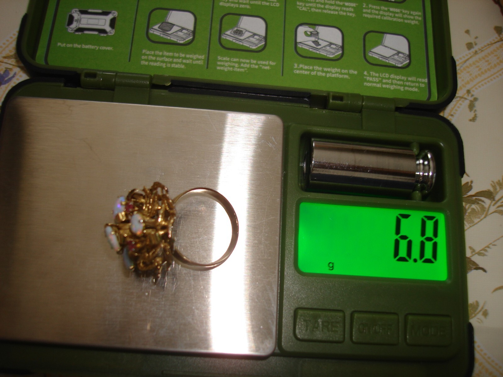 Vintage Nice Unique Designed Opal Ruby Solid 14k … - image 9