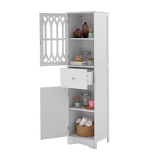 Tall Bathroom Cabinet, Freestanding Storage Cabinet w/ Drawers& Adjustable Shelf