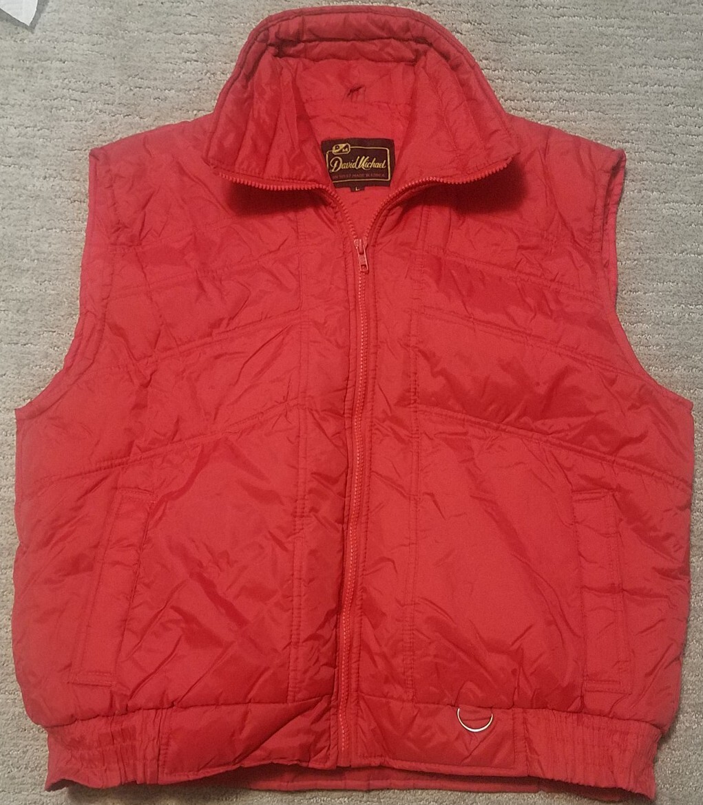 Vintage 80's 90's David Michael Men's Large Red Puffer Vest | eBay