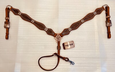WOW! Bling Western Breast Collar Leather w/Studs, Crystal Conchos & Snake Design