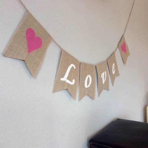 Wedding Engagement Valentines LOVE Bunting Banner Hessian Vintage Burlap.️ Wedding Engagement Valentines LOVE Bunting Banner Hessian Vintage Burlap.️