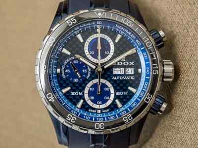 Edox Grand Ocean Chrono Auto Day Date Diver Ref.01123-357BU4-BUIN4 45mm Men's