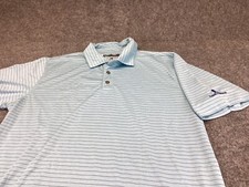 Pebble Beach Polo Shirt Mens X-Large Blue Stripes Performance Golf logo