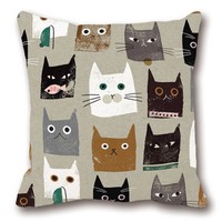 Leioh Decorative Pillow Sham Cotton Linen Square Unique Printed Lovely Cat Pa... on sale Leioh Decorative Pillow Sham Cotton Linen Square Unique Printed Lovely Cat Pa... on sale