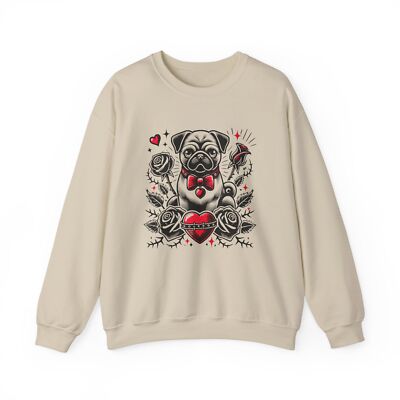 Pug Valentines day sweater floral pug gift for her Unisex Crewneck Sweatshirt