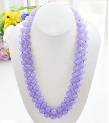 Collar de cuentas de piedras preciosas redondas de jade púrpura lavanda natural de 8 mm 10 mm 12 mm 36" AAA - Imagen 15 de 15